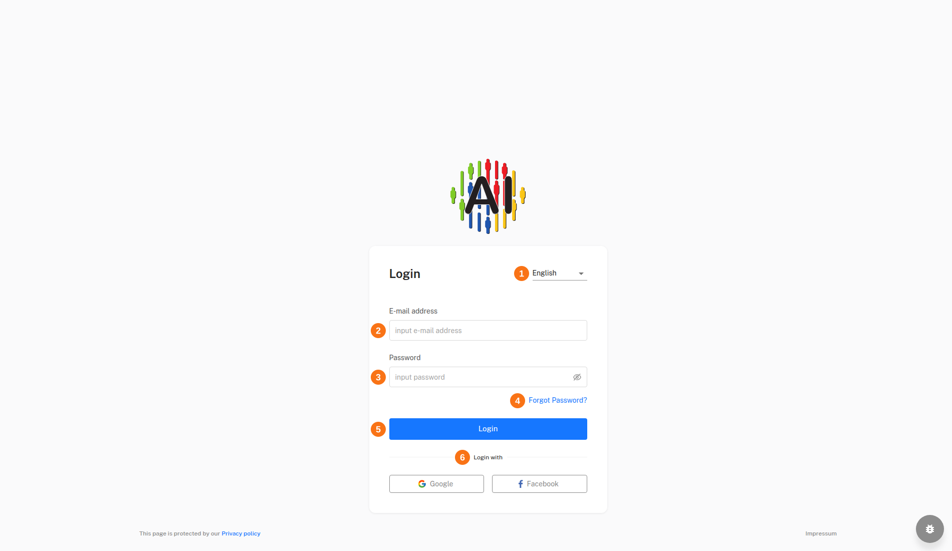 Login page of the Controlboard