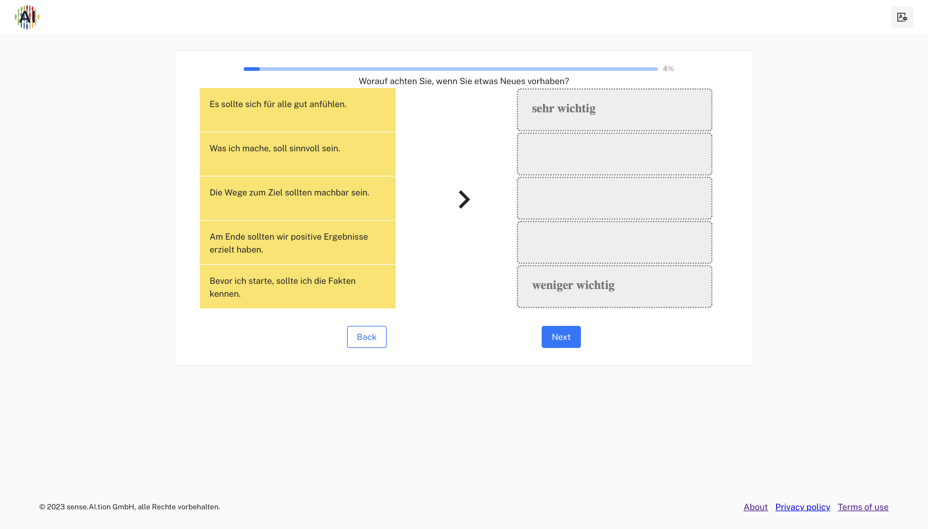 Questionnaire from the applicant’s point of view