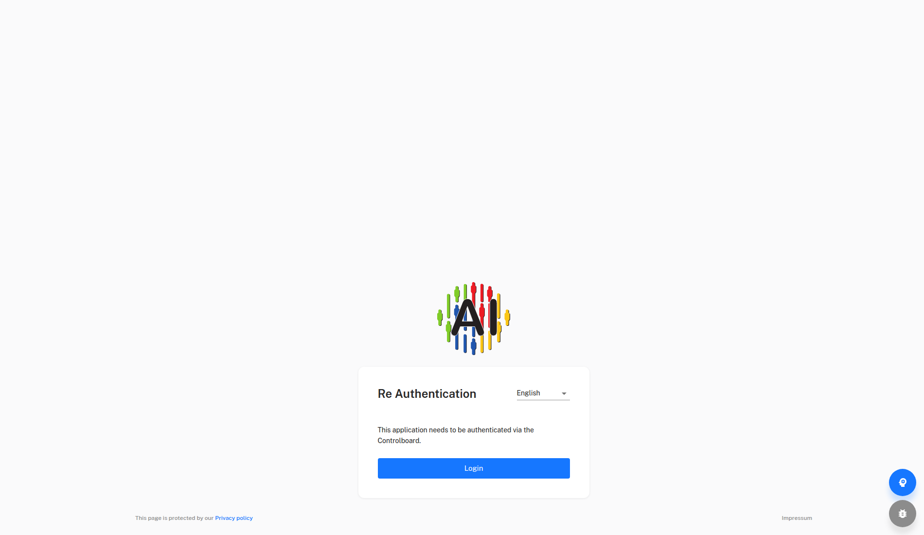 Re Authentication page Re Authentication page with the Login button