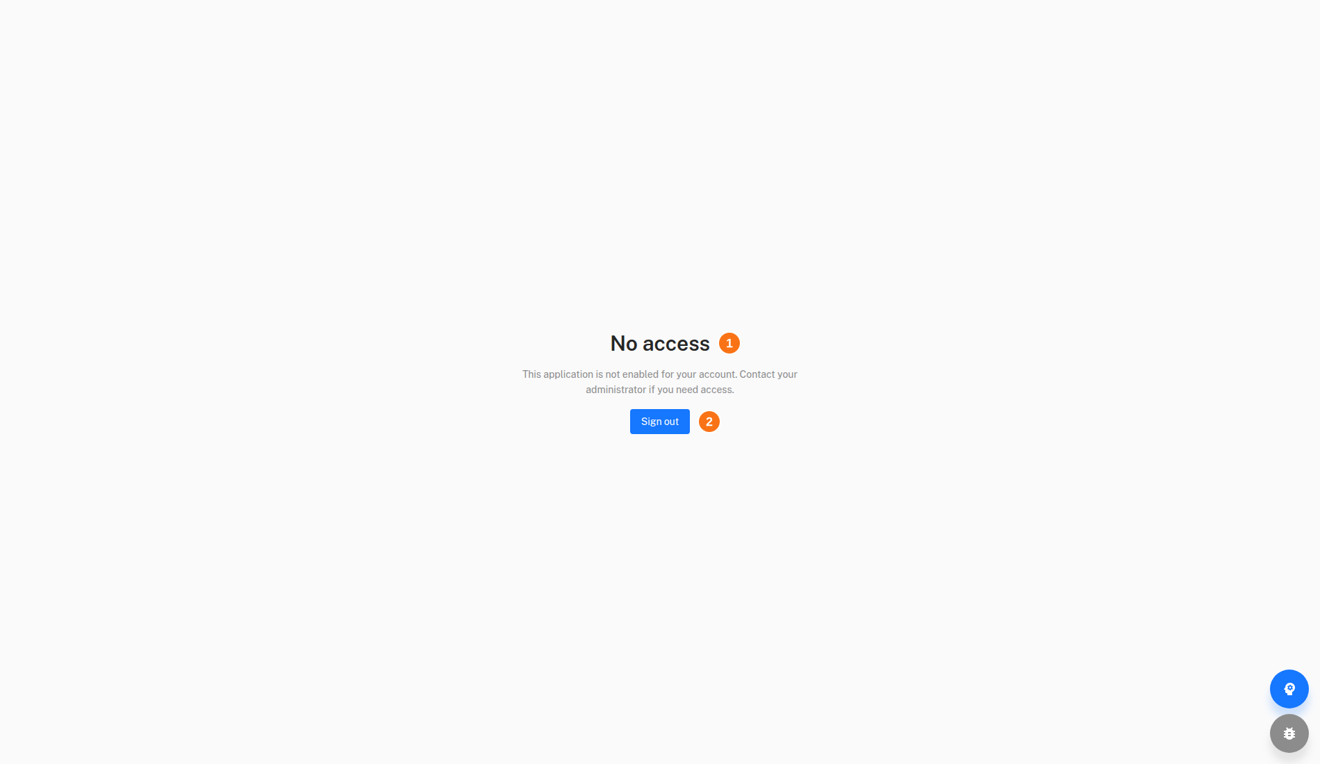 No access page No access page with the Sign out button