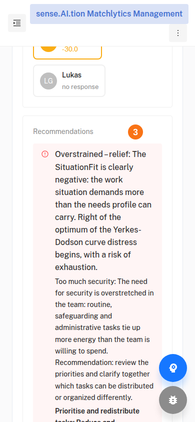 Team Barometer on a phone with the More button (part 2)