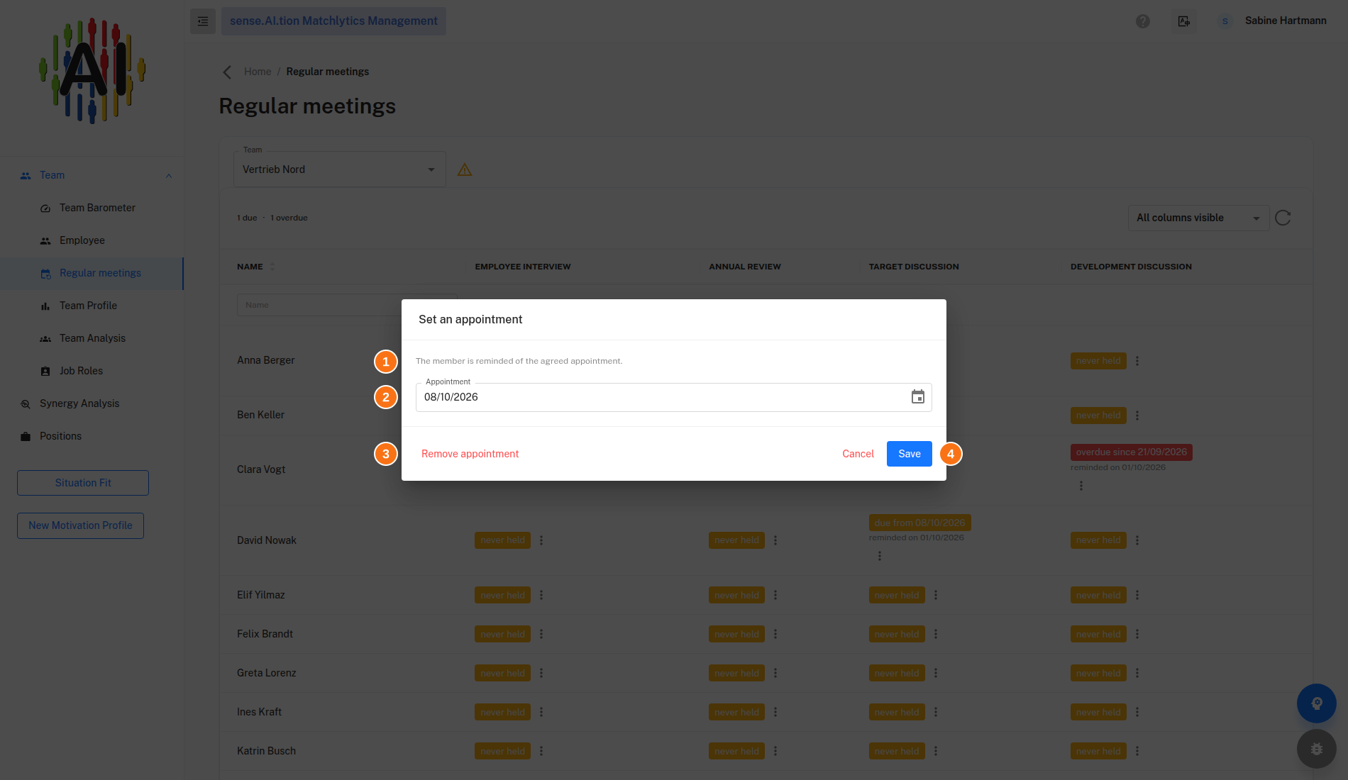 Set an appointment dialog