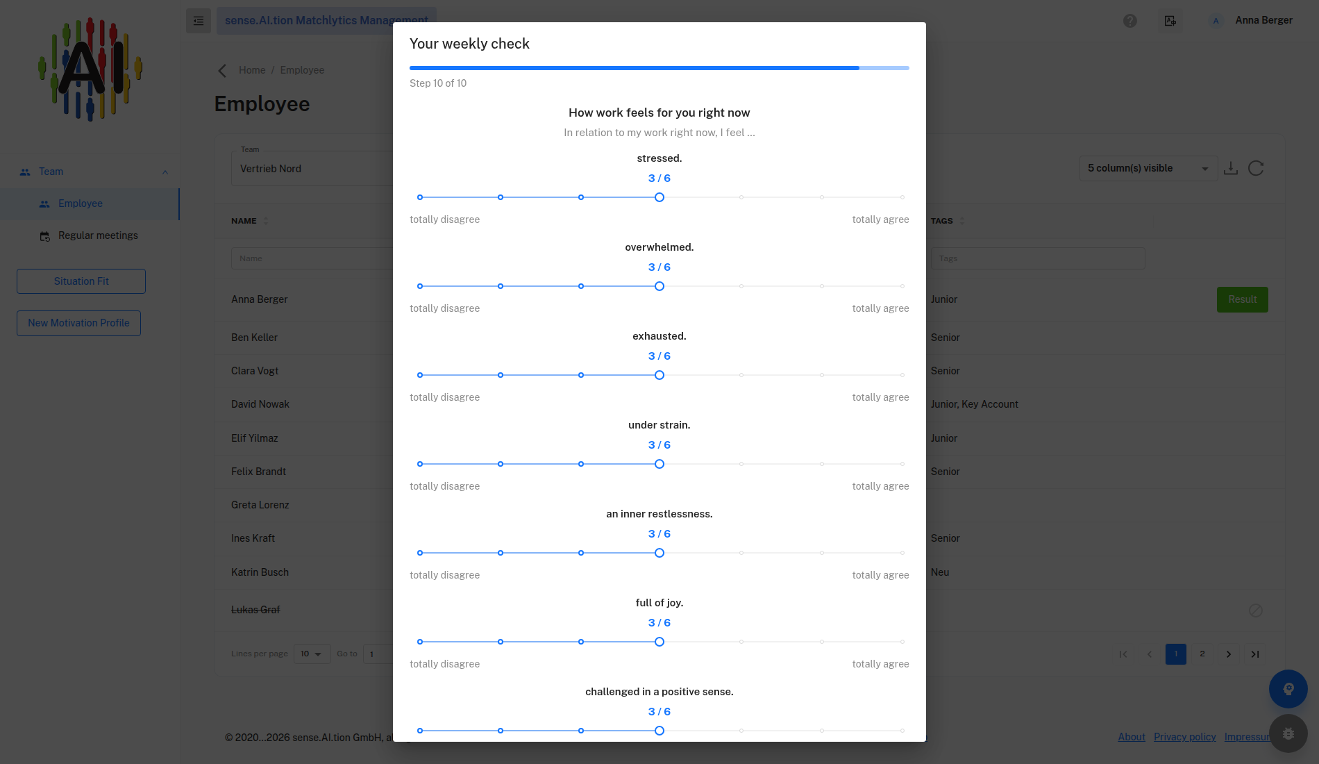 Deep-Check – block “How work feels for you right now” Deep-Check, block How work feels for you right now