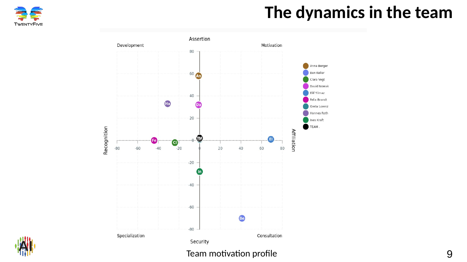Team motivation profile – slide 9 Slide 9: the dynamics in the team