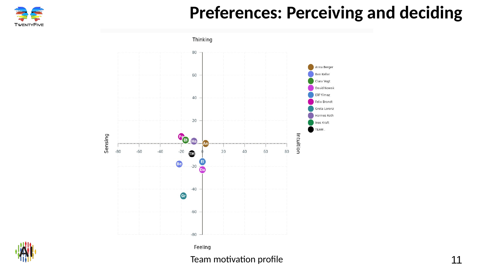 Team motivation profile – slide 11 Slide 11: preferences, perceiving and deciding