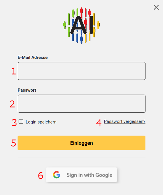 Anmeldebildschirm