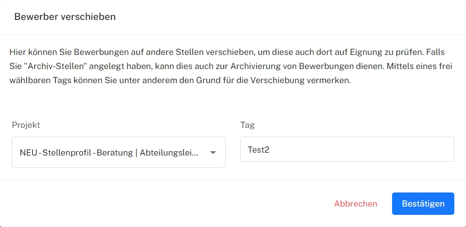 Dialog Bewerber verschieben
