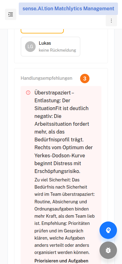 Team-Barometer auf dem Smartphone mit dem Button Mehr (Teil 2)